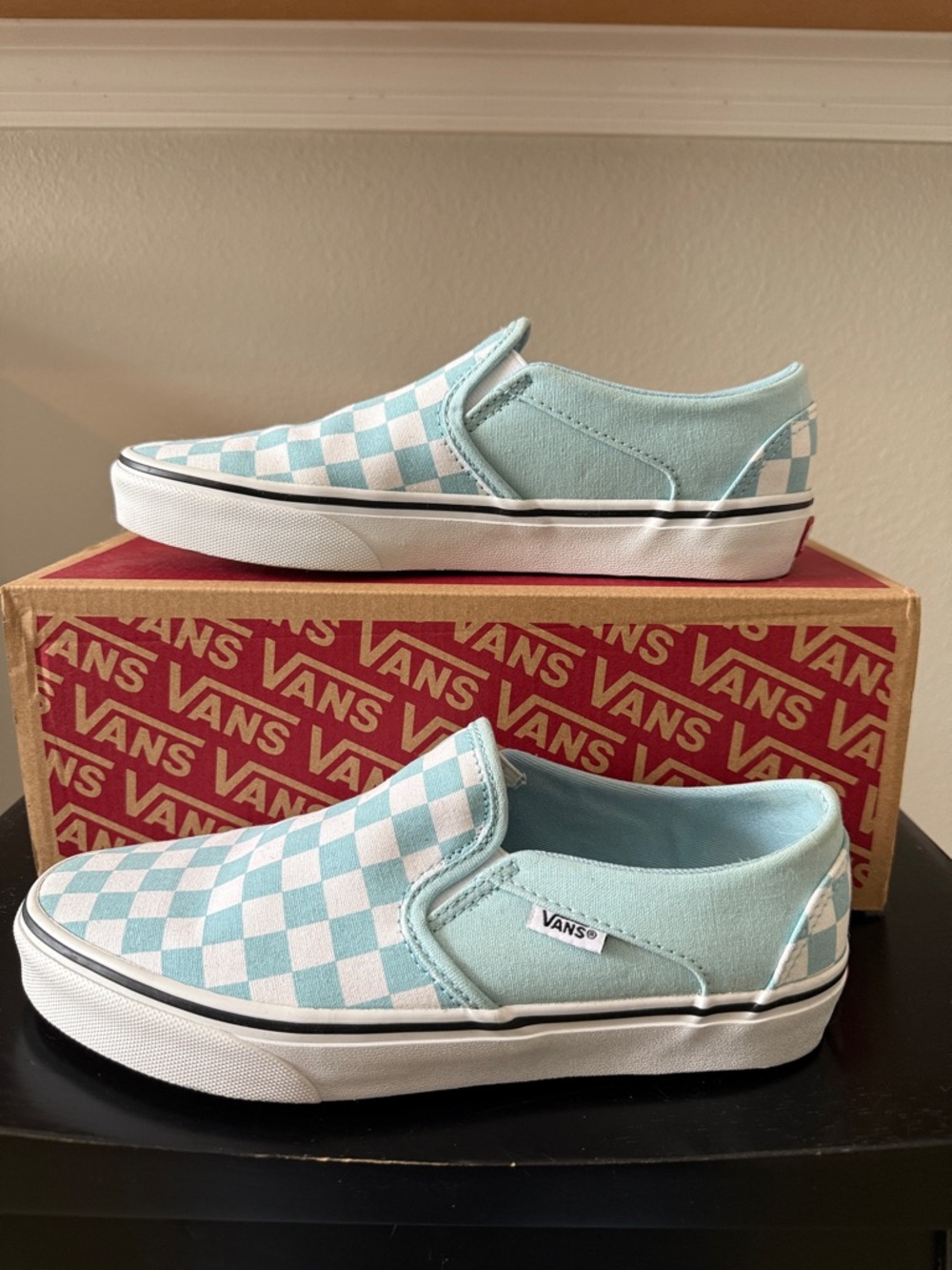 Vans Checkerboard Slip-On - Light Blue & White - Picture 5 of 6